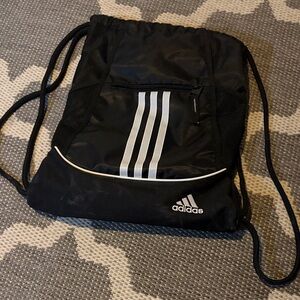 Adidas Black and White Drawstring Backpack